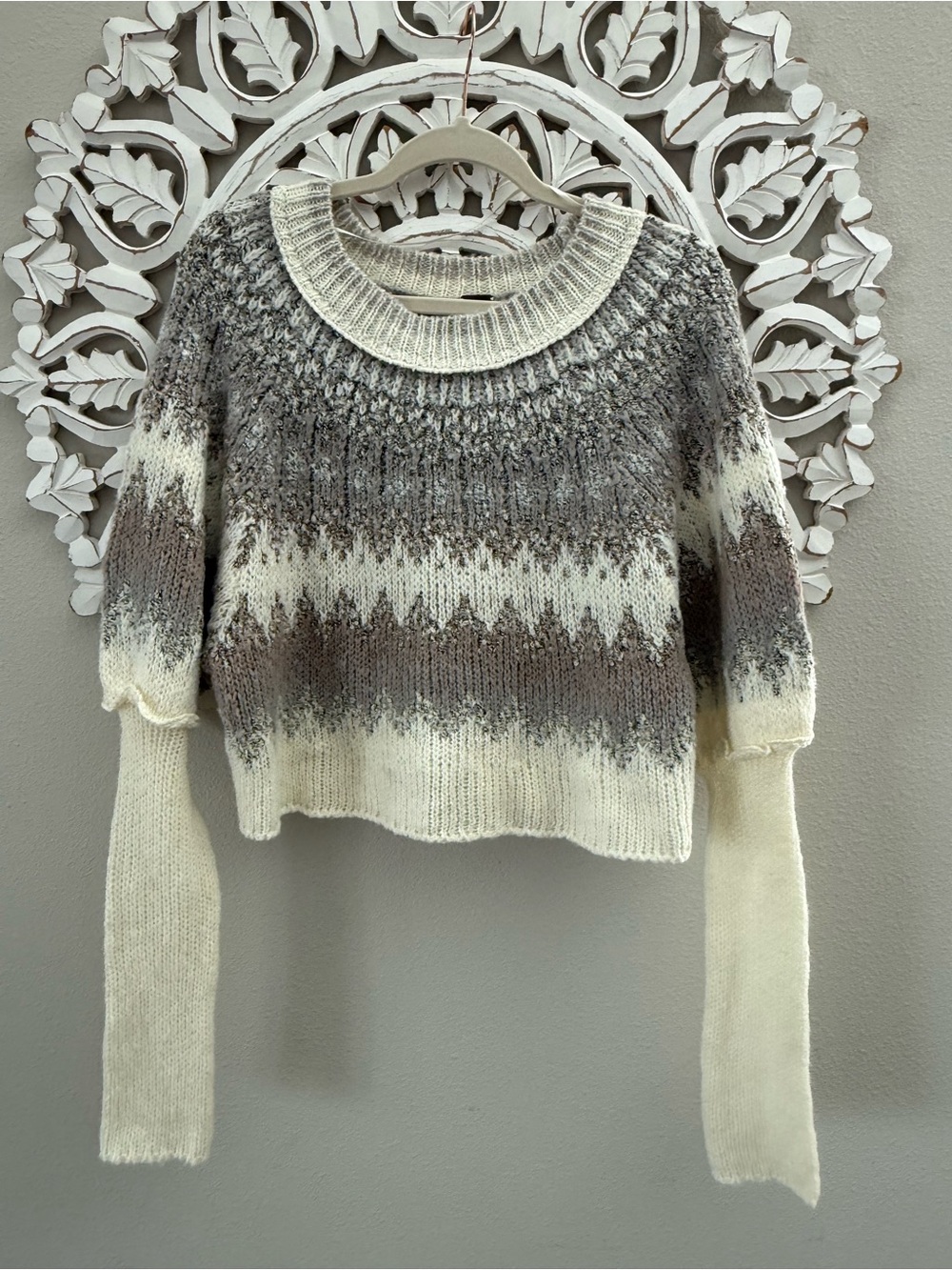 Free People Home for the Holidays Sweater Balloon Sleeve Wool Blend, Small - Picture 1 of 4